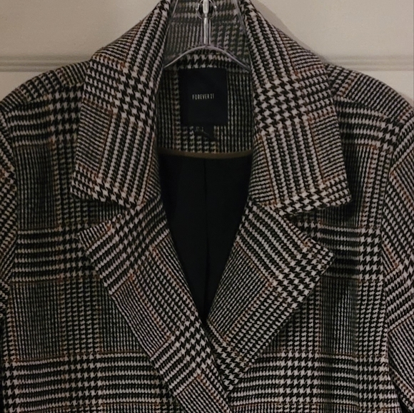 NWOT Forever 21 Classic Plaid Trench Coat Sz L - Picture 3 of 7